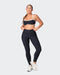 musclenation Gym Leggings Zero Rise Rib Ankle Length Leggings - Black (Silicone Logo)