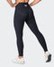 musclenation Gym Leggings Zero Rise Rib Ankle Length Leggings - Black (Silicone Logo)