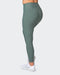 musclenation Gym Leggings Zero Rise Rib Ankle Length Leggings - Olive Smoke