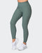musclenation Gym Leggings Zero Rise Rib Ankle Length Leggings - Olive Smoke
