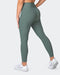 musclenation Gym Leggings Zero Rise Rib Ankle Length Leggings - Olive Smoke