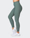 musclenation Gym Leggings Zero Rise Rib Ankle Length Leggings - Olive Smoke