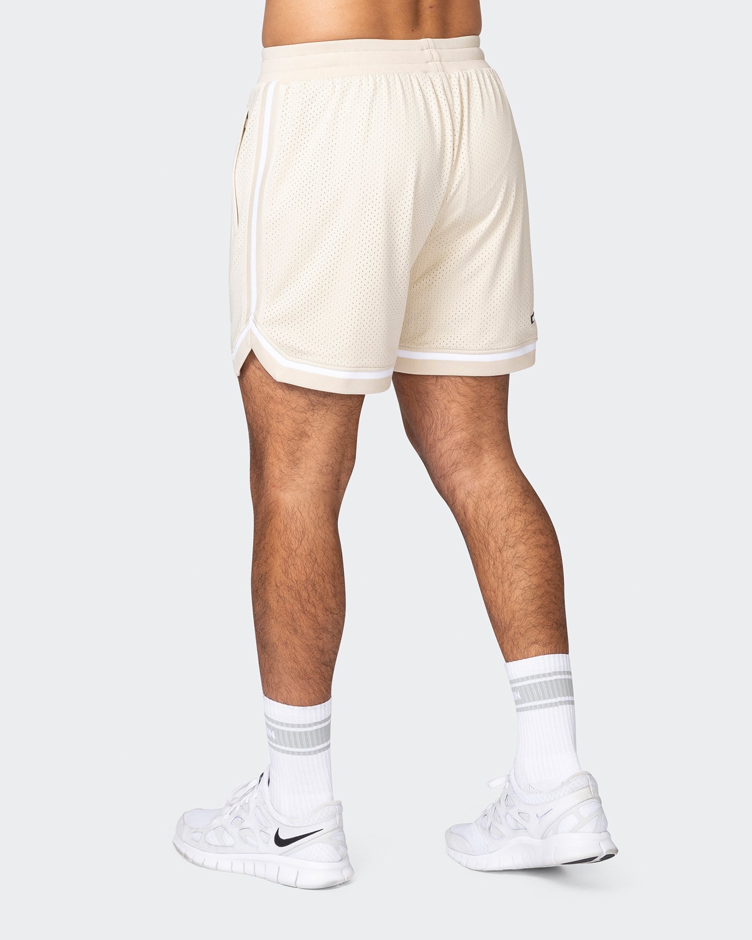 musclenation Gym Shorts Mens 5" Basketball Shorts - Cream