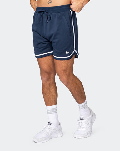 musclenation Gym Shorts Mens 5" Basketball Shorts - Navy