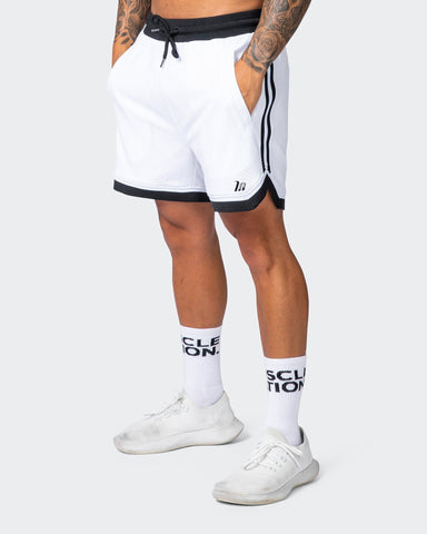 musclenation Gym Shorts Mens 5" Basketball Shorts - White
