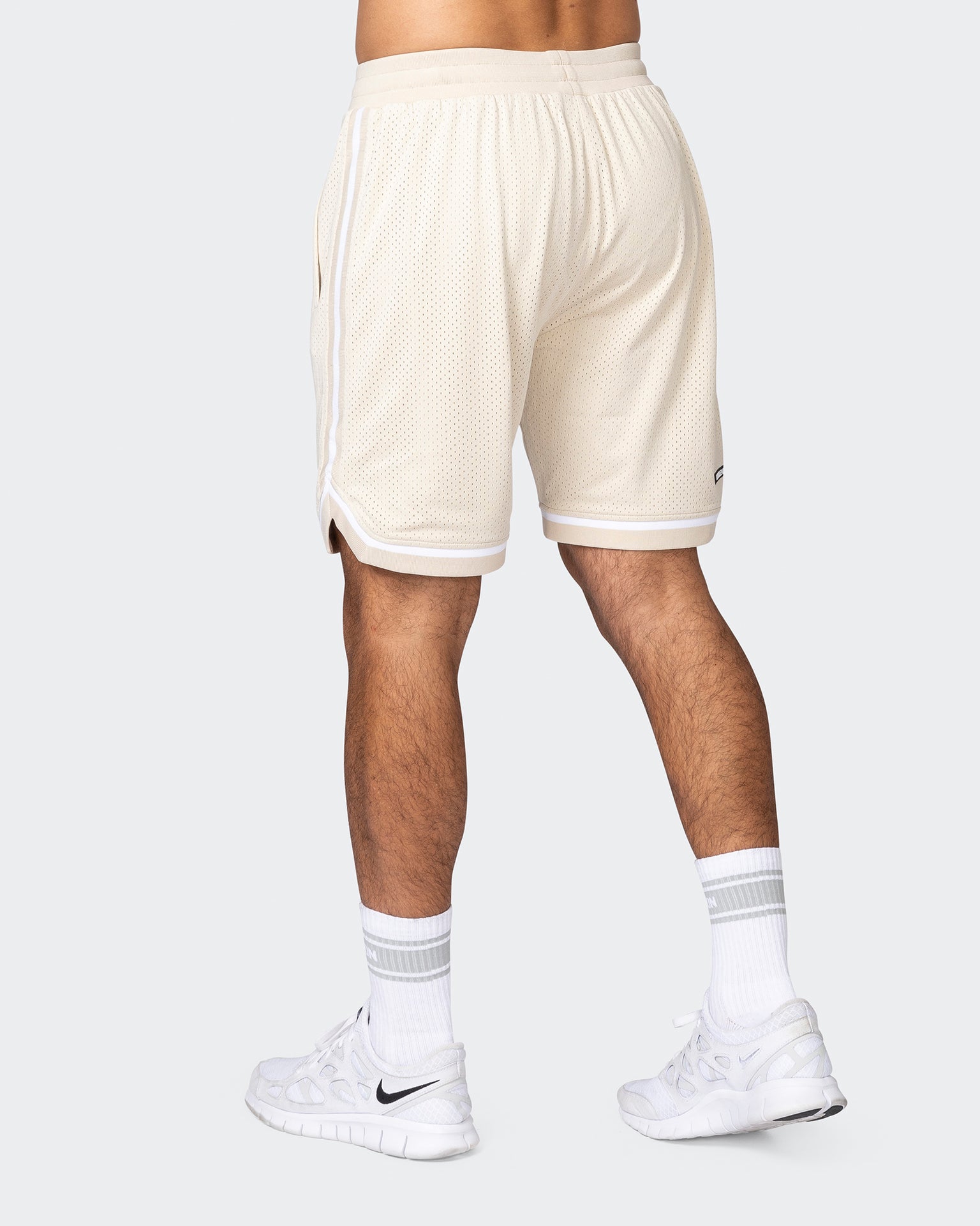 musclenation Gym Shorts Mens 8" Basketball Shorts - Cream