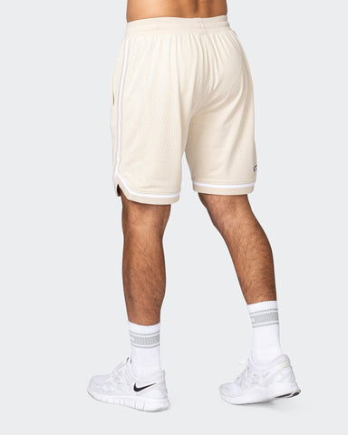 musclenation Gym Shorts Mens 8" Basketball Shorts - Cream