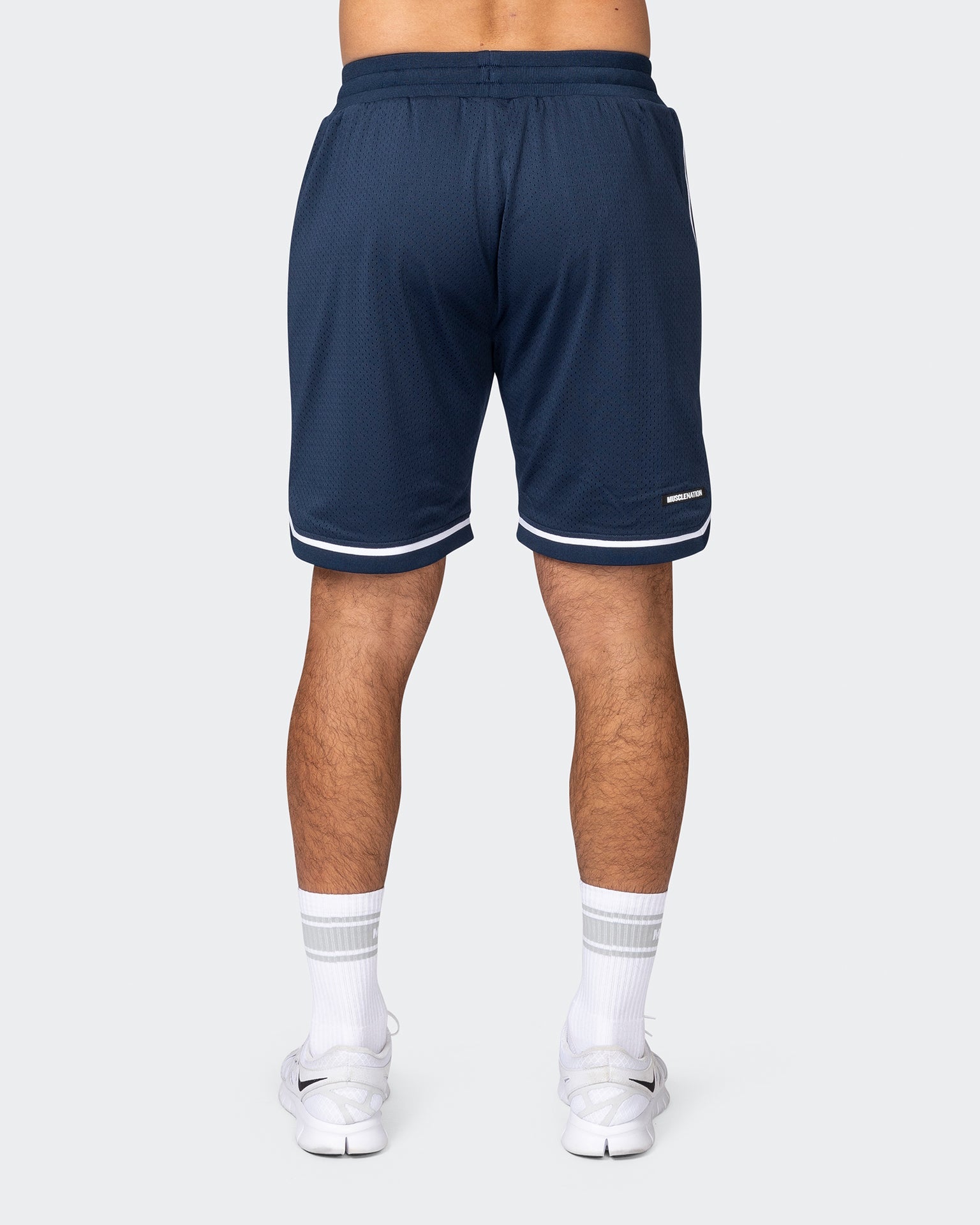musclenation Gym Shorts Mens 8" Basketball Shorts - Navy