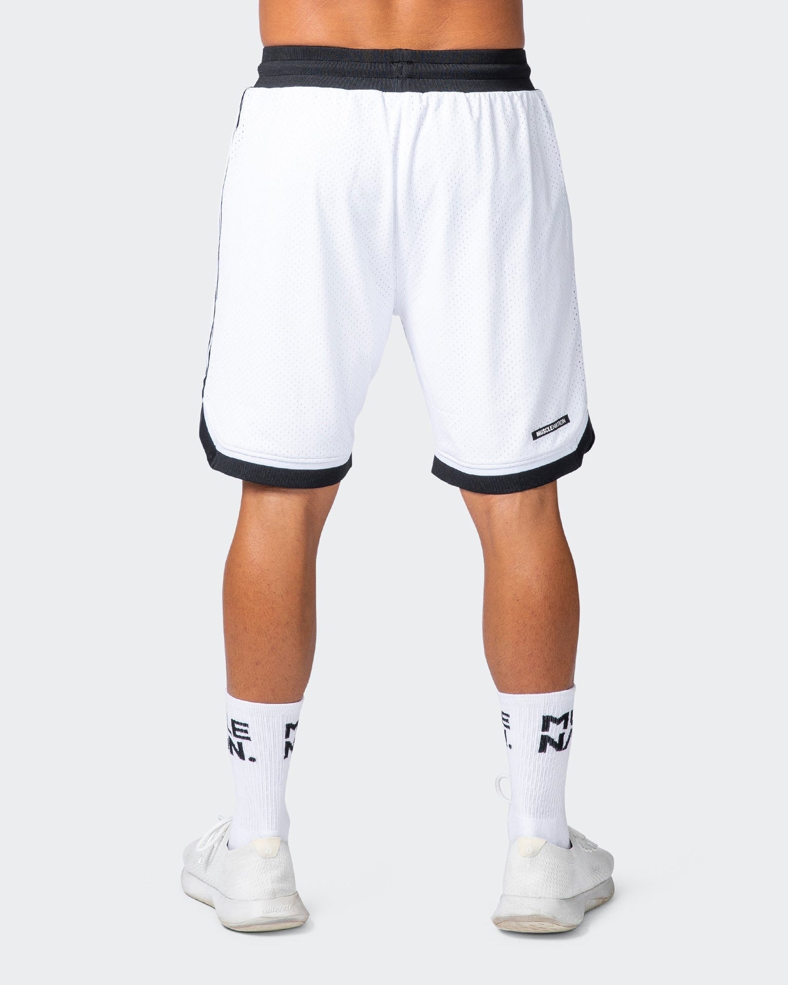 musclenation Gym Shorts Mens 8" Basketball Shorts - White