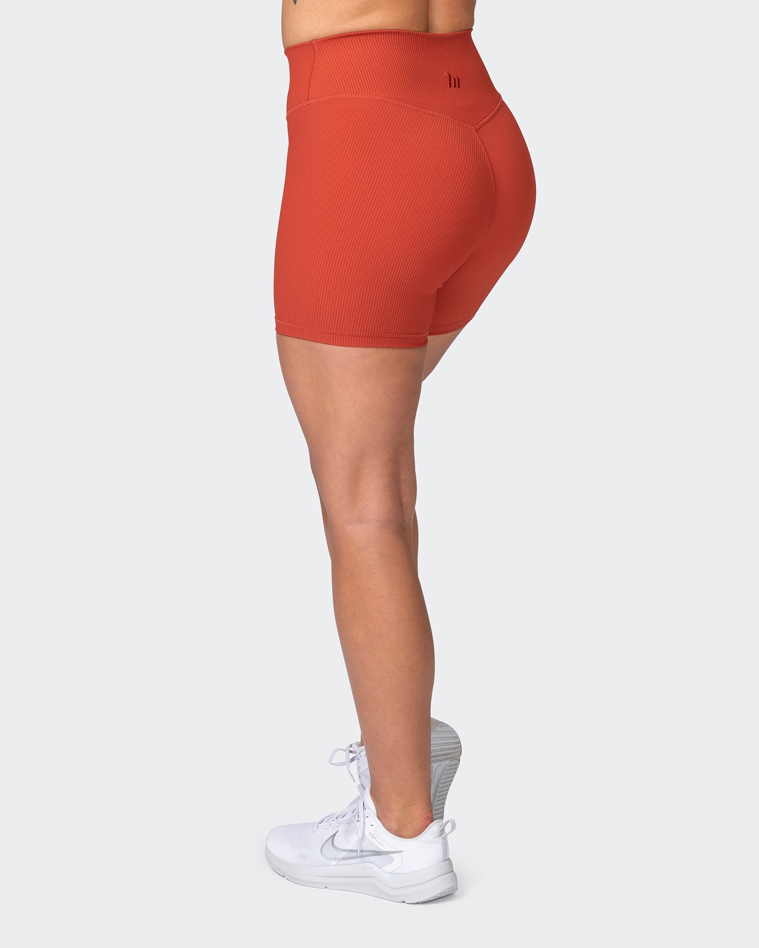 musclenation Gym Shorts Zero Rise Rib Midway Shorts - Burnt Orange