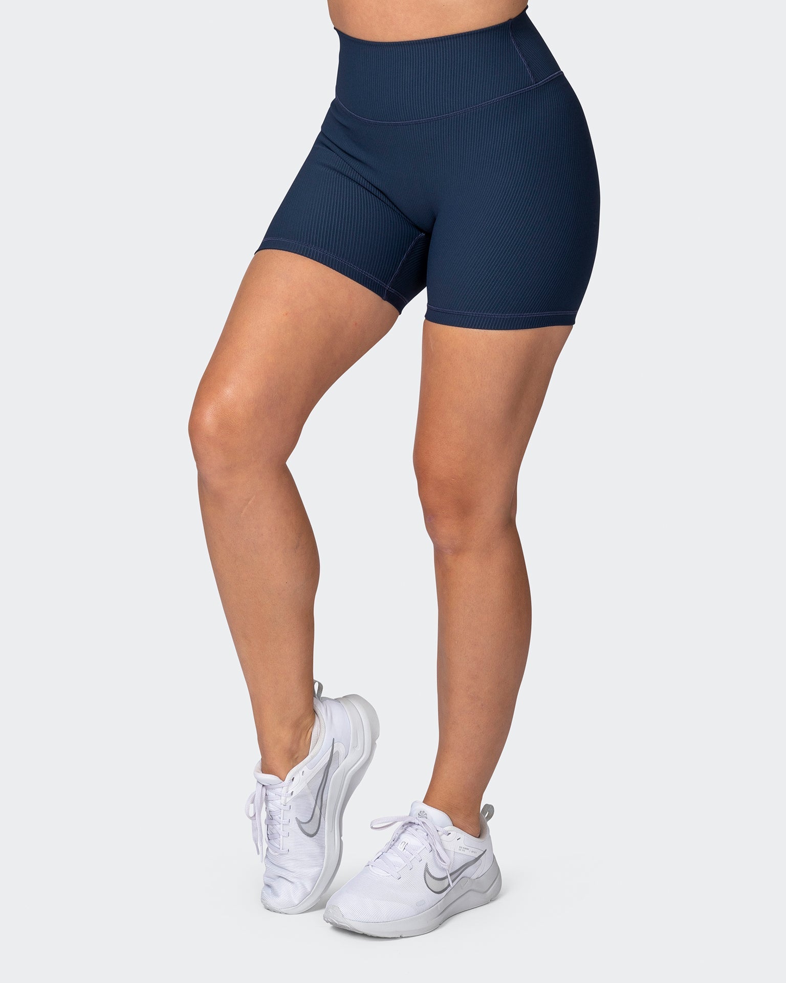 musclenation Gym Shorts Zero Rise Rib Midway Shorts - Navy