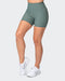 musclenation Gym Shorts Zero Rise Rib Midway Shorts - Olive Smoke