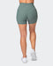 musclenation Gym Shorts Zero Rise Rib Midway Shorts - Olive Smoke