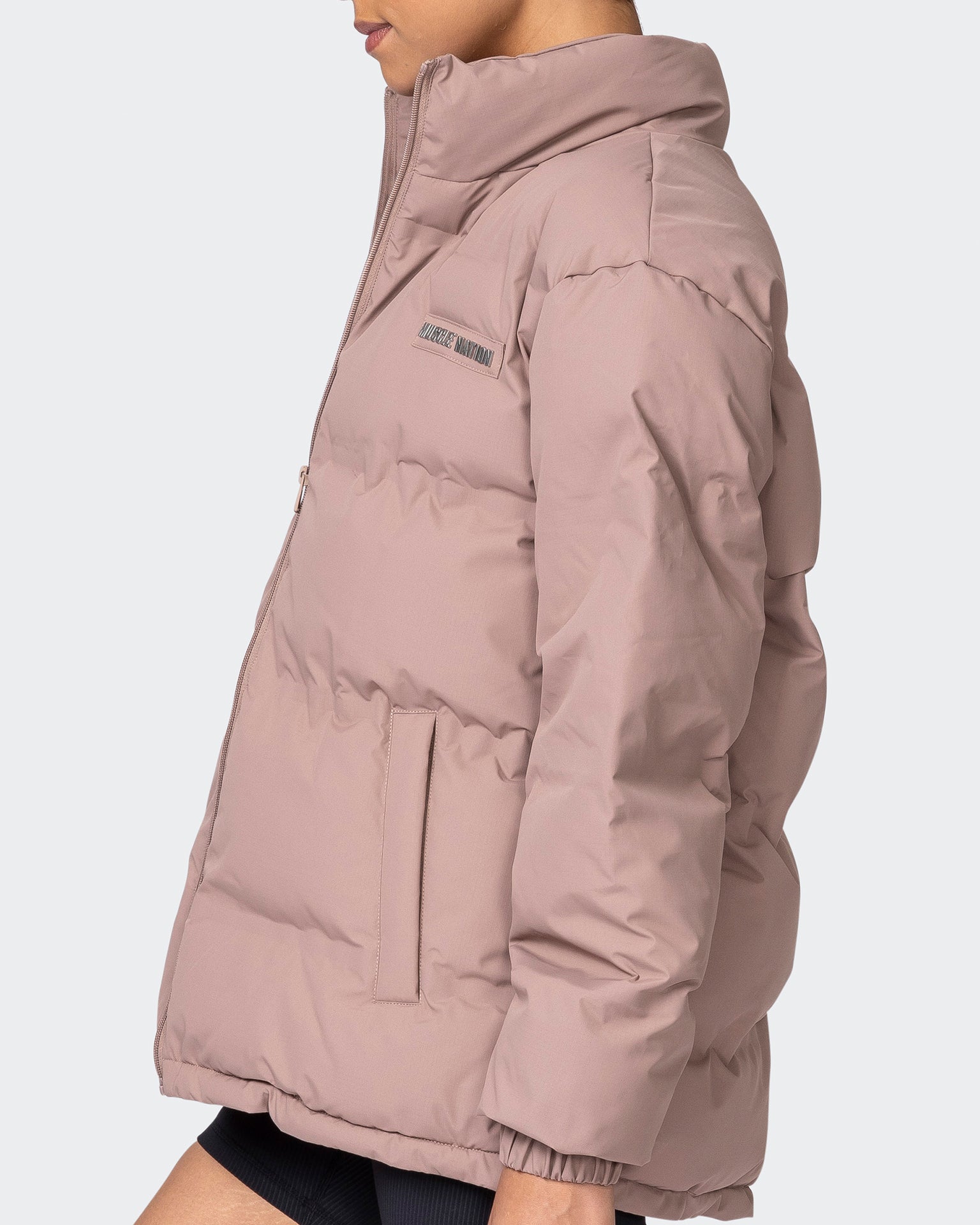 musclenation Jacket Womens Staple Oversized Puffer Jacket - Praline