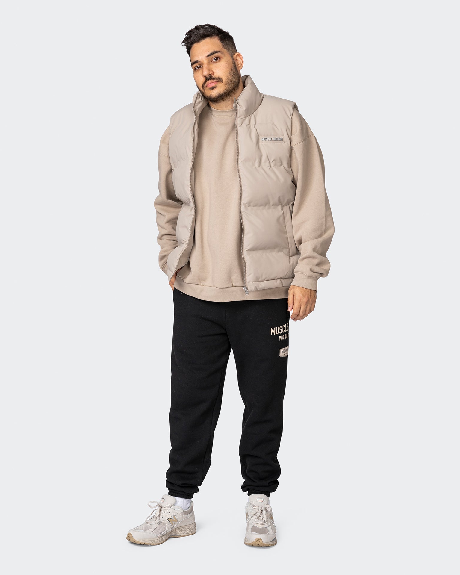 musclenation Jackets Mens Puffer - Vest Fossil