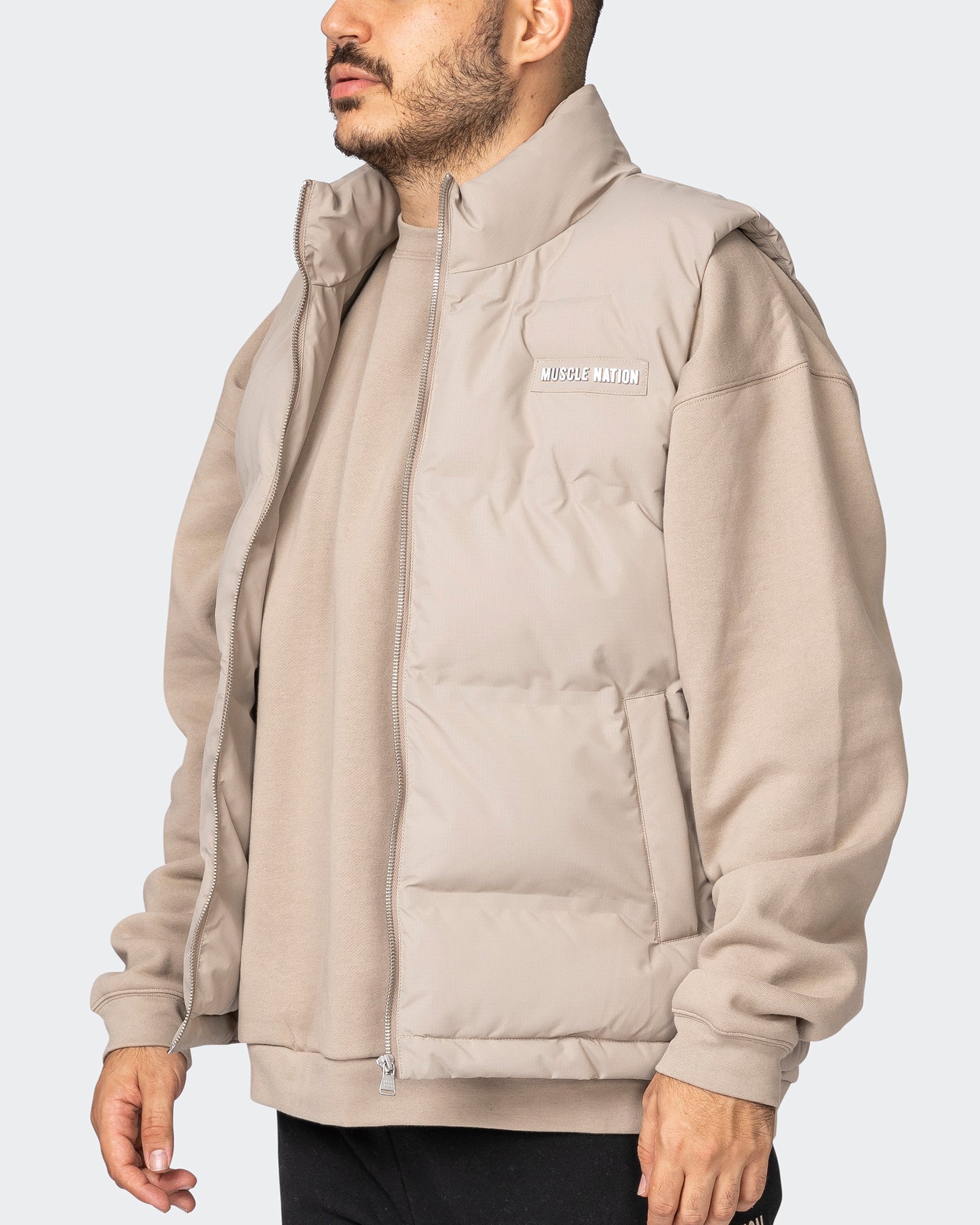 musclenation Jackets Mens Puffer - Vest Fossil