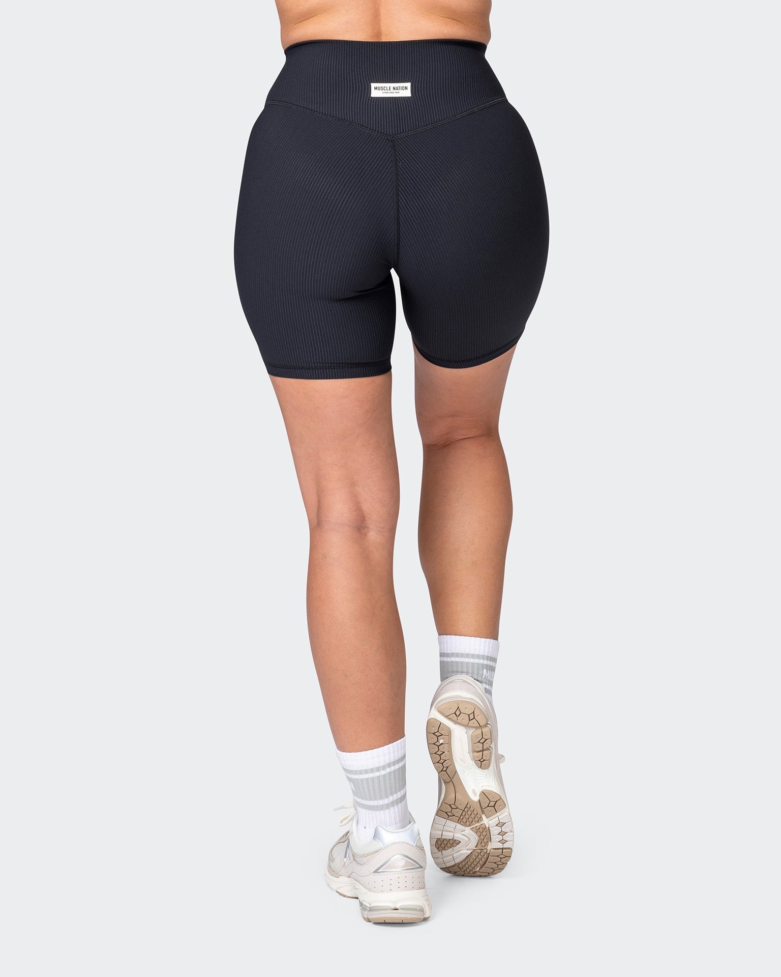 musclenation Shorts Zero Rise Rib Bike Shorts - Black (Silicone Logo)