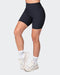 musclenation Shorts Zero Rise Rib Bike Shorts - Black (Silicone Logo)