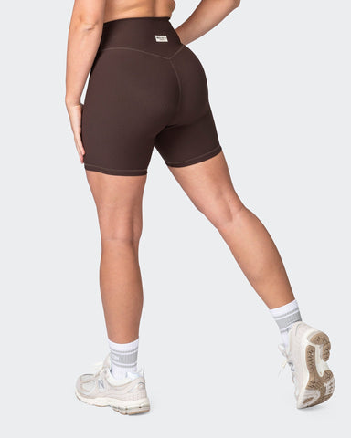 musclenation Shorts Zero Rise Rib Bike Shorts - Cocoa (Silicone Logo)