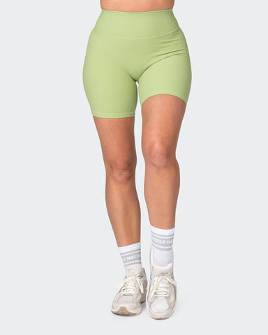 musclenation Shorts Zero Rise Rib Bike Shorts - Matcha