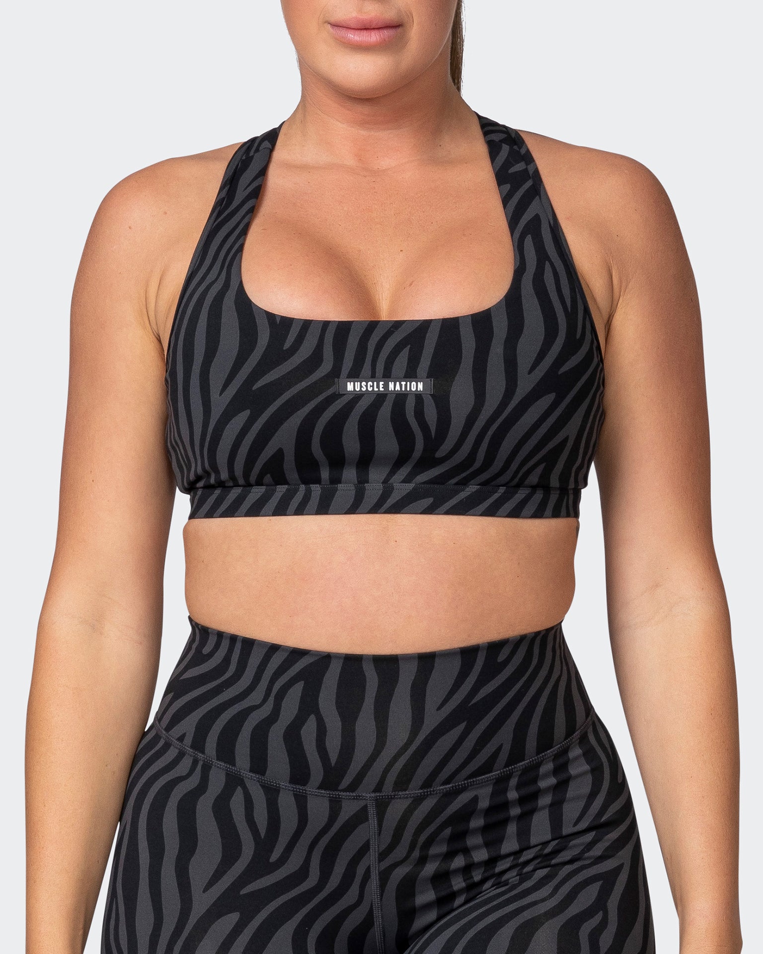 musclenation Sports Bras Flex Bra - Monochrome Zebra Print