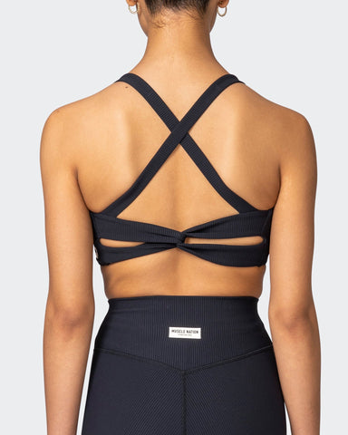 musclenation Sports Bras Twist Rib Bra - Black Everyday Support