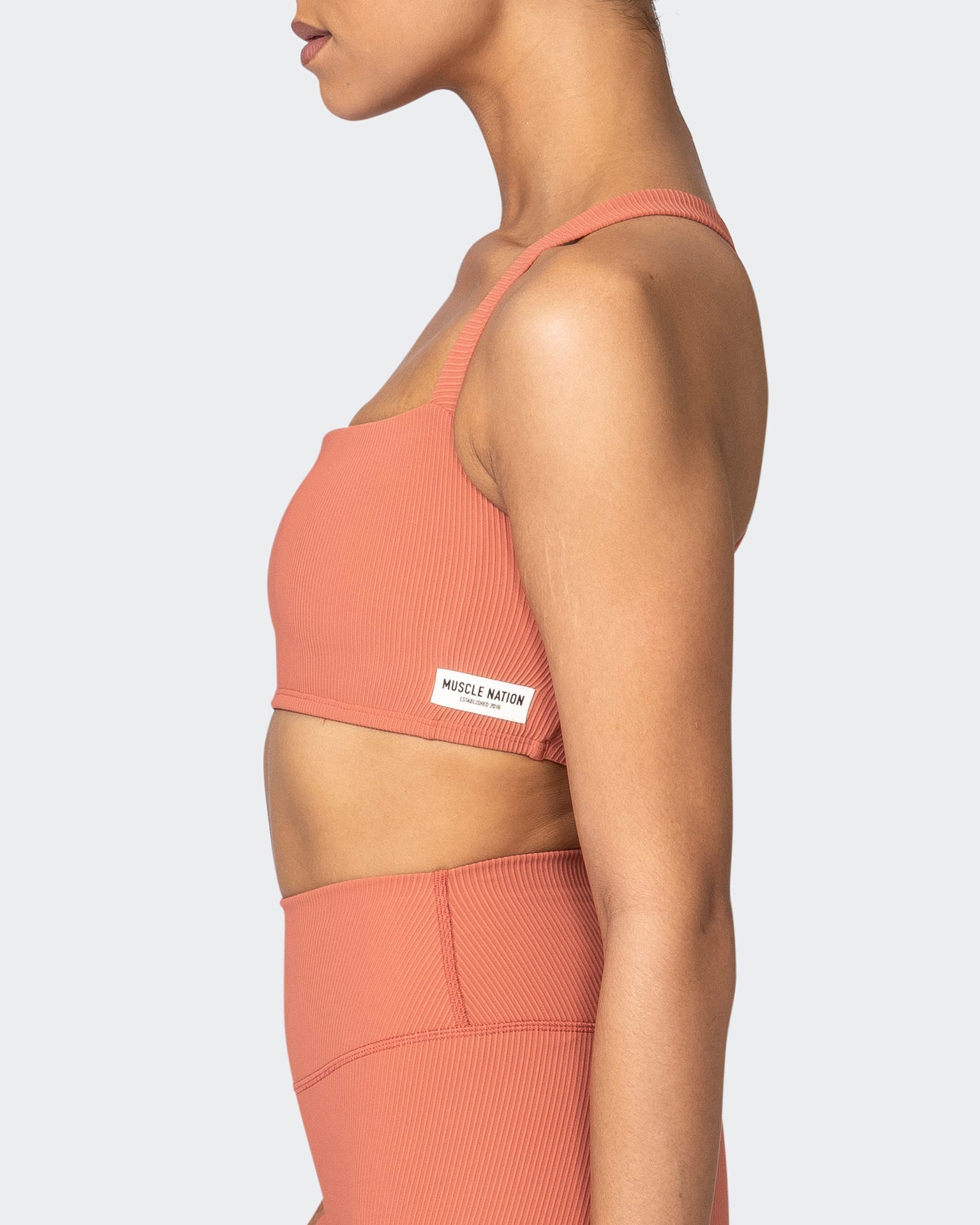 musclenation Sports Bras Twist Rib Bra - Burnt Sienna Everyday Support