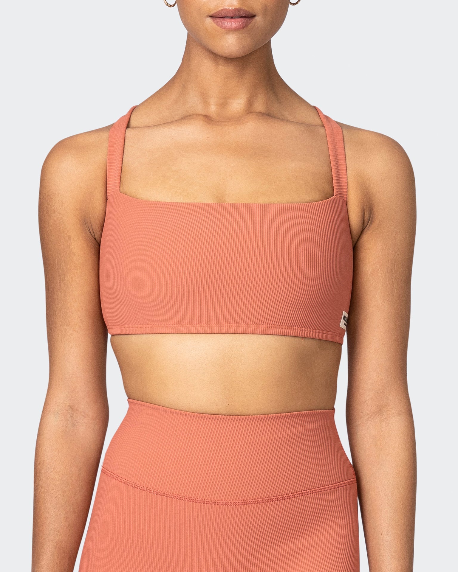musclenation Sports Bras Twist Rib Bra - Burnt Sienna Everyday Support