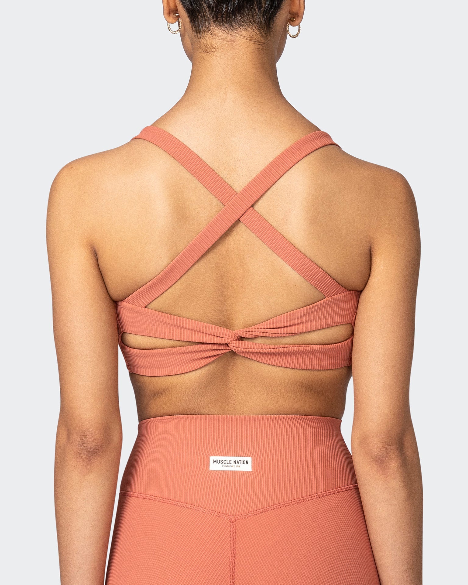 musclenation Sports Bras Twist Rib Bra - Burnt Sienna Everyday Support