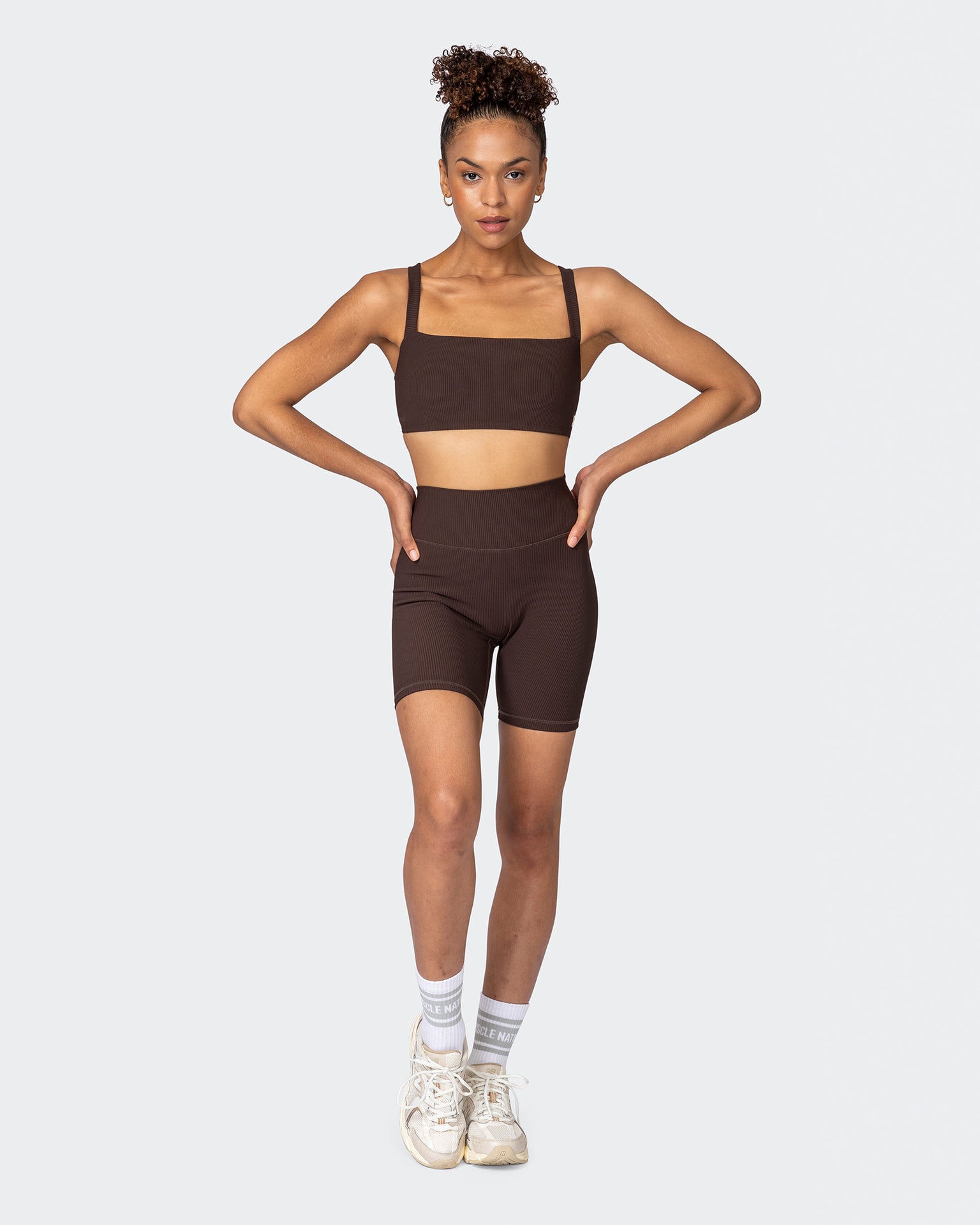 musclenation Sports Bras Twist Rib Bra - Cocoa Everyday Support