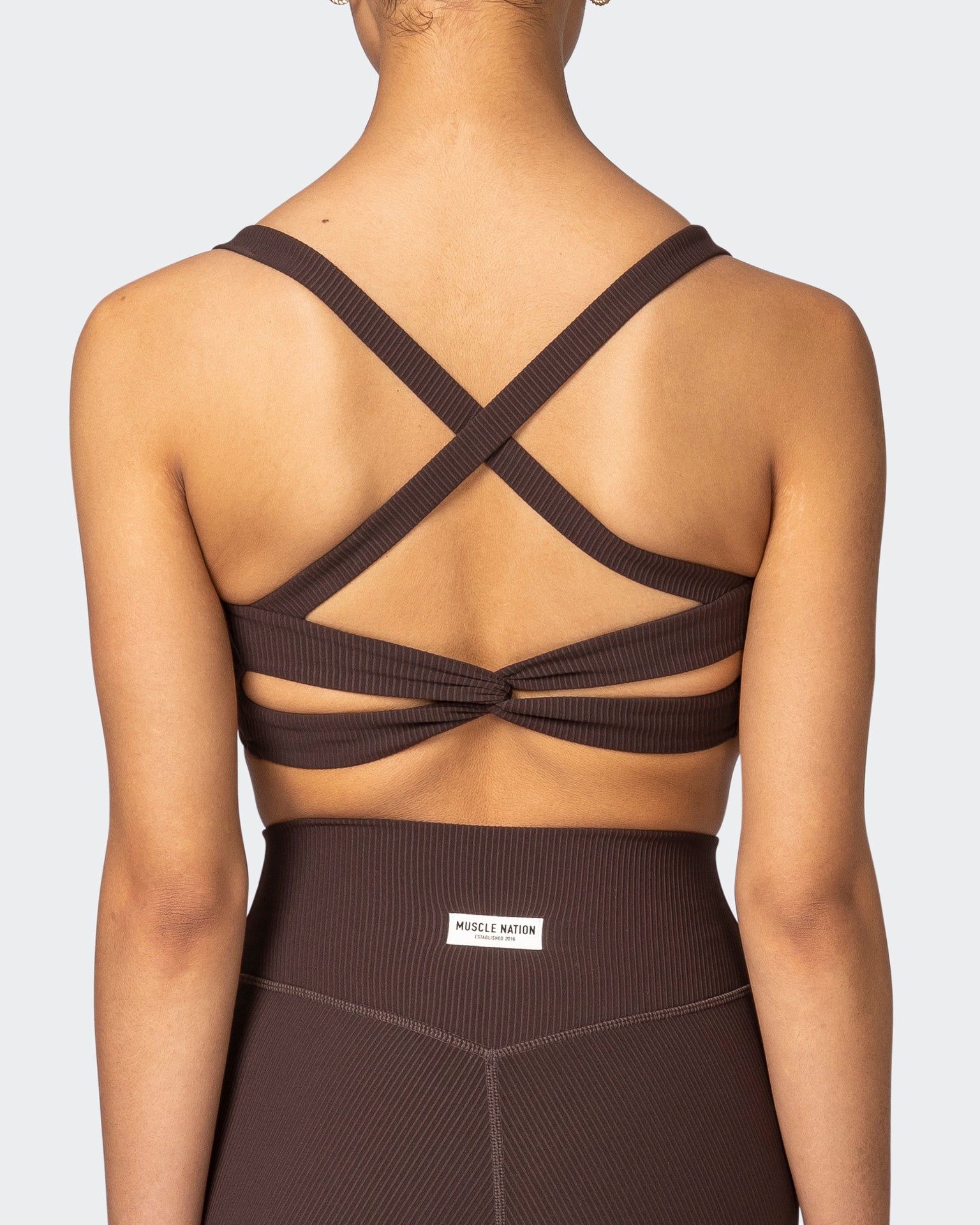 musclenation Sports Bras Twist Rib Bra - Cocoa Everyday Support