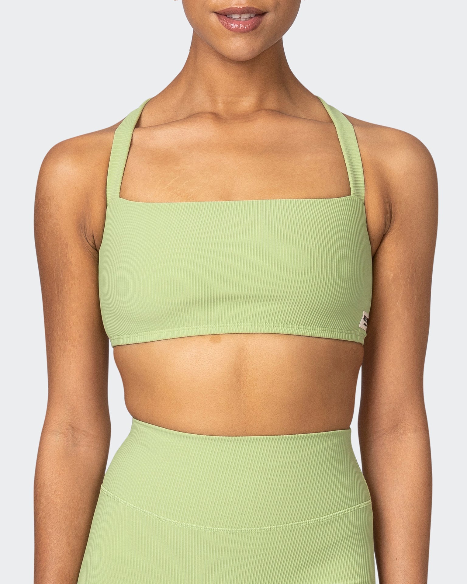 musclenation Sports Bras Twist Rib Bra - Matcha Everyday Support