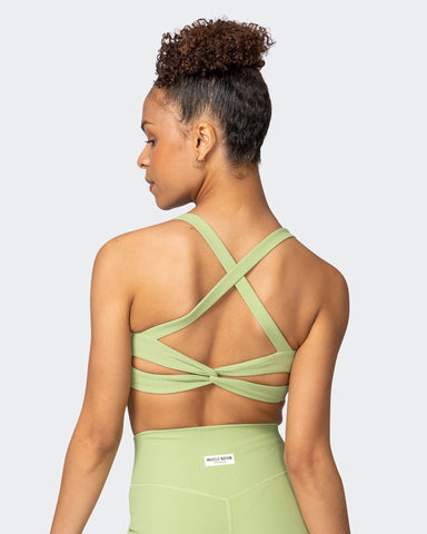musclenation Sports Bras Twist Rib Bra - Matcha Everyday Support