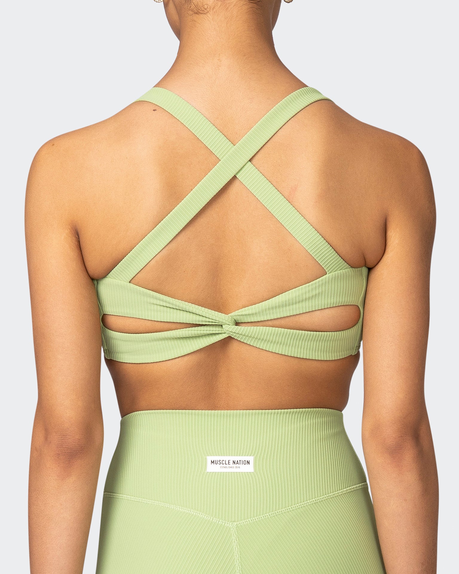 musclenation Sports Bras Twist Rib Bra - Matcha Everyday Support
