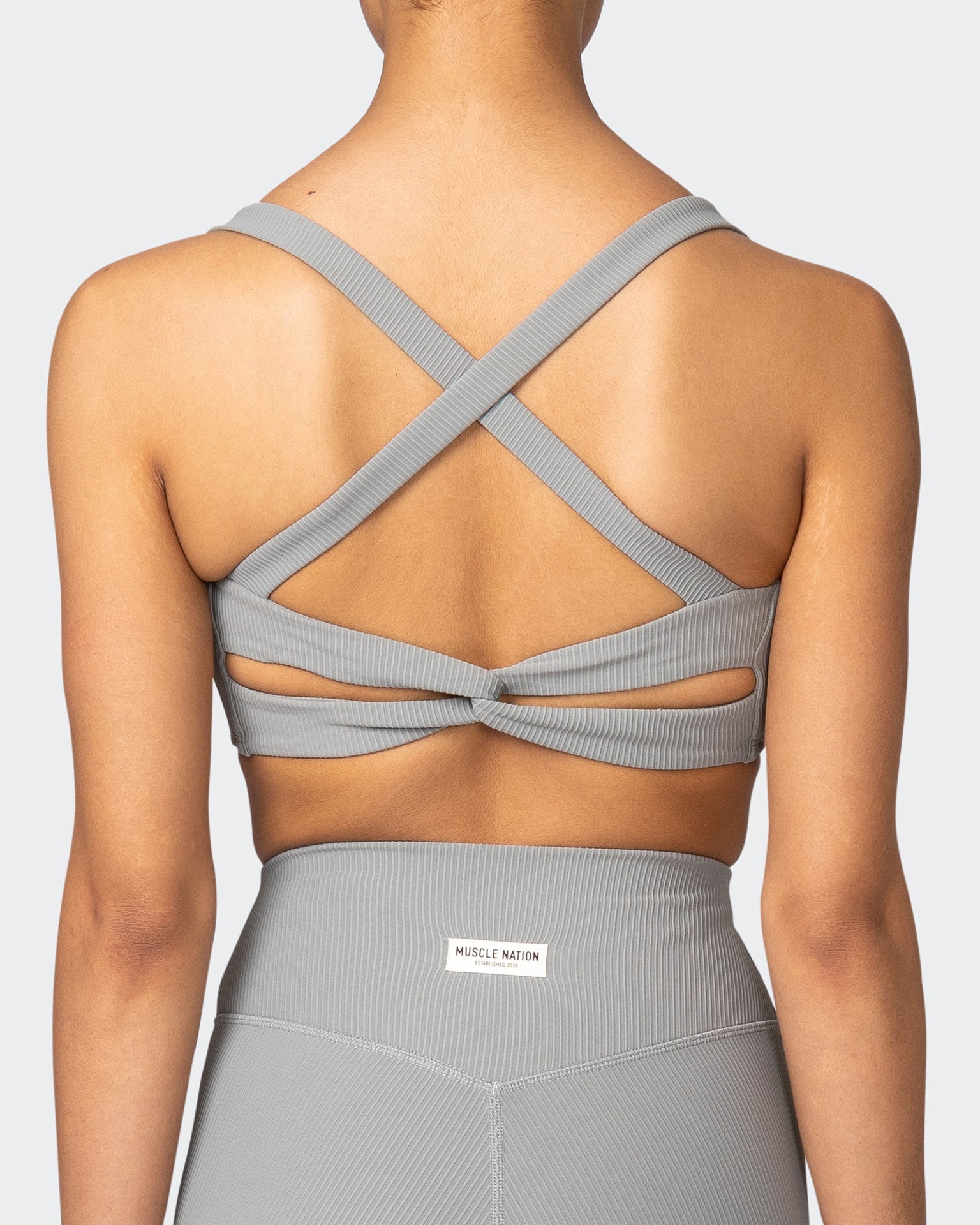 musclenation Sports Bras Twist Rib Bra - Zinc Everyday Support