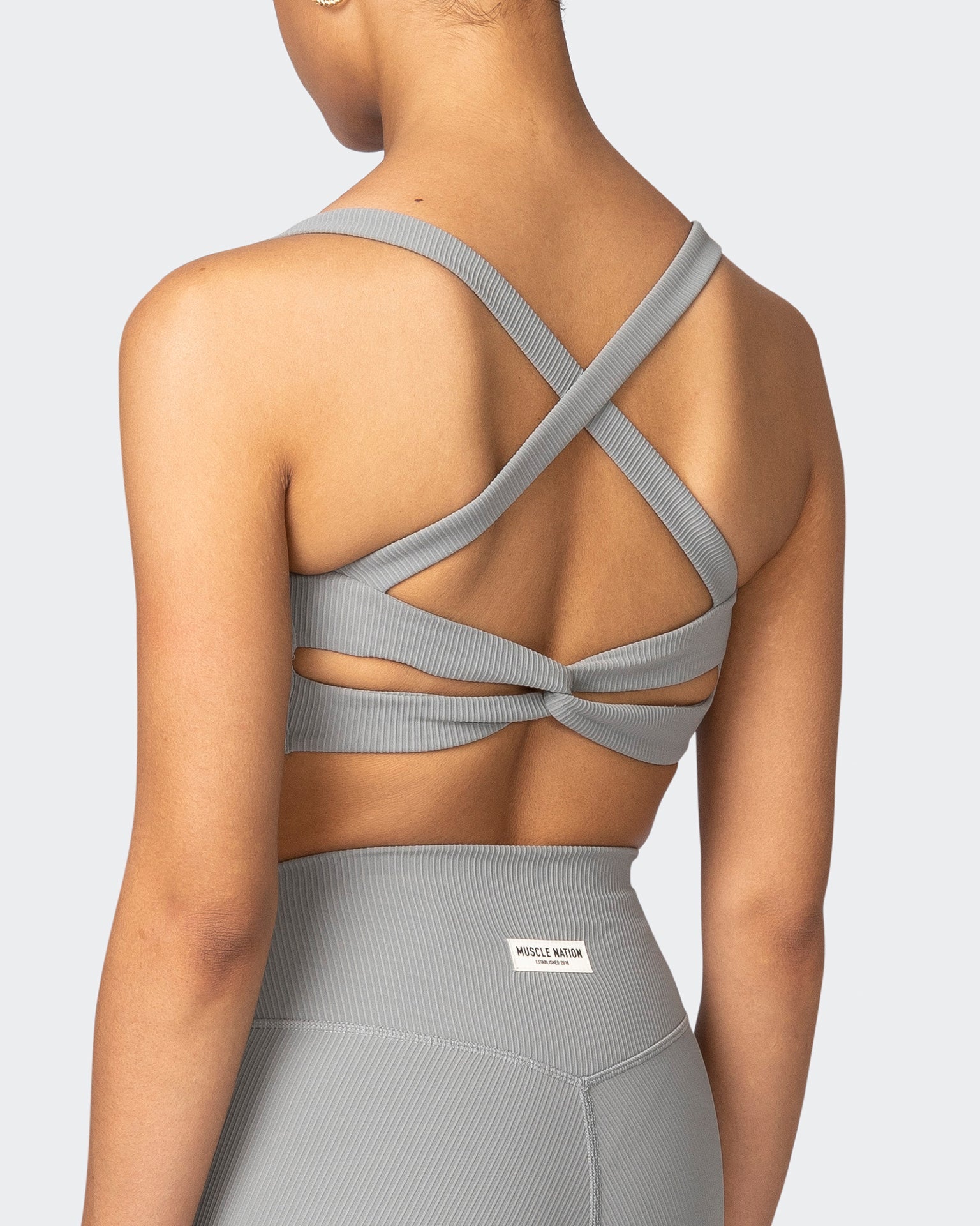 musclenation Sports Bras Twist Rib Bra - Zinc Everyday Support