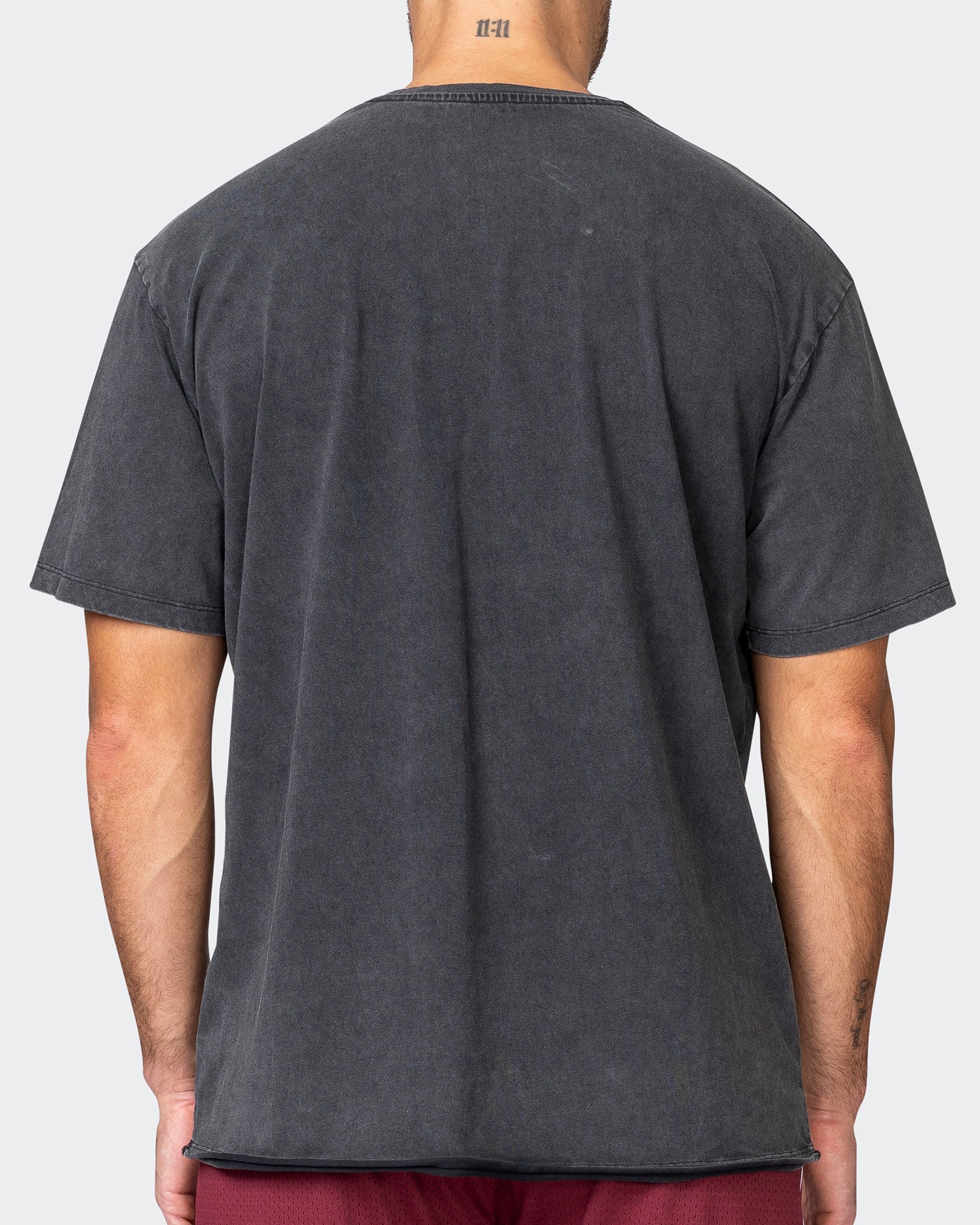 musclenation T-Shirts Mens Leopard Oversized Vintage Tee - Washed Black