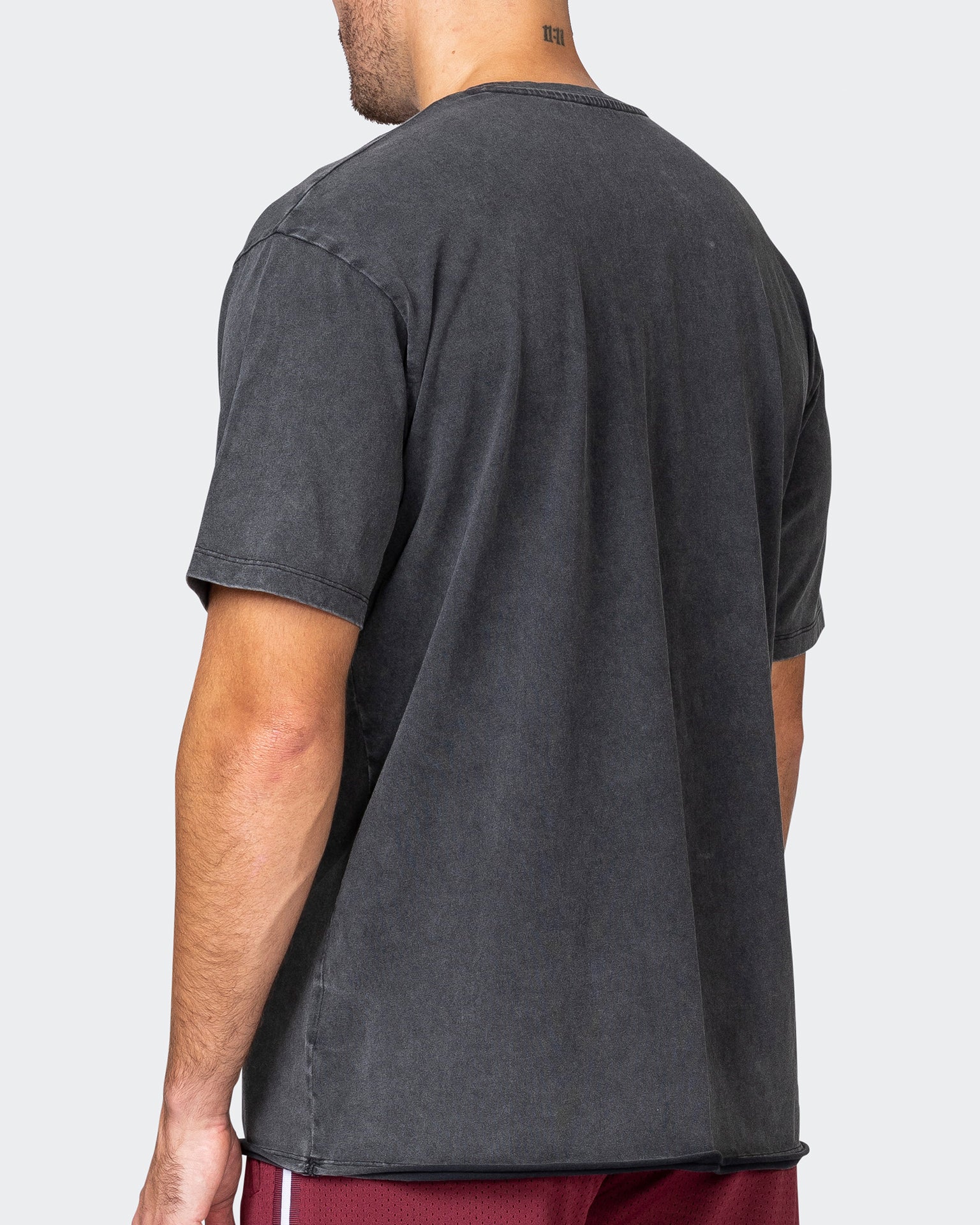 musclenation T-Shirts Mens Leopard Oversized Vintage Tee - Washed Black