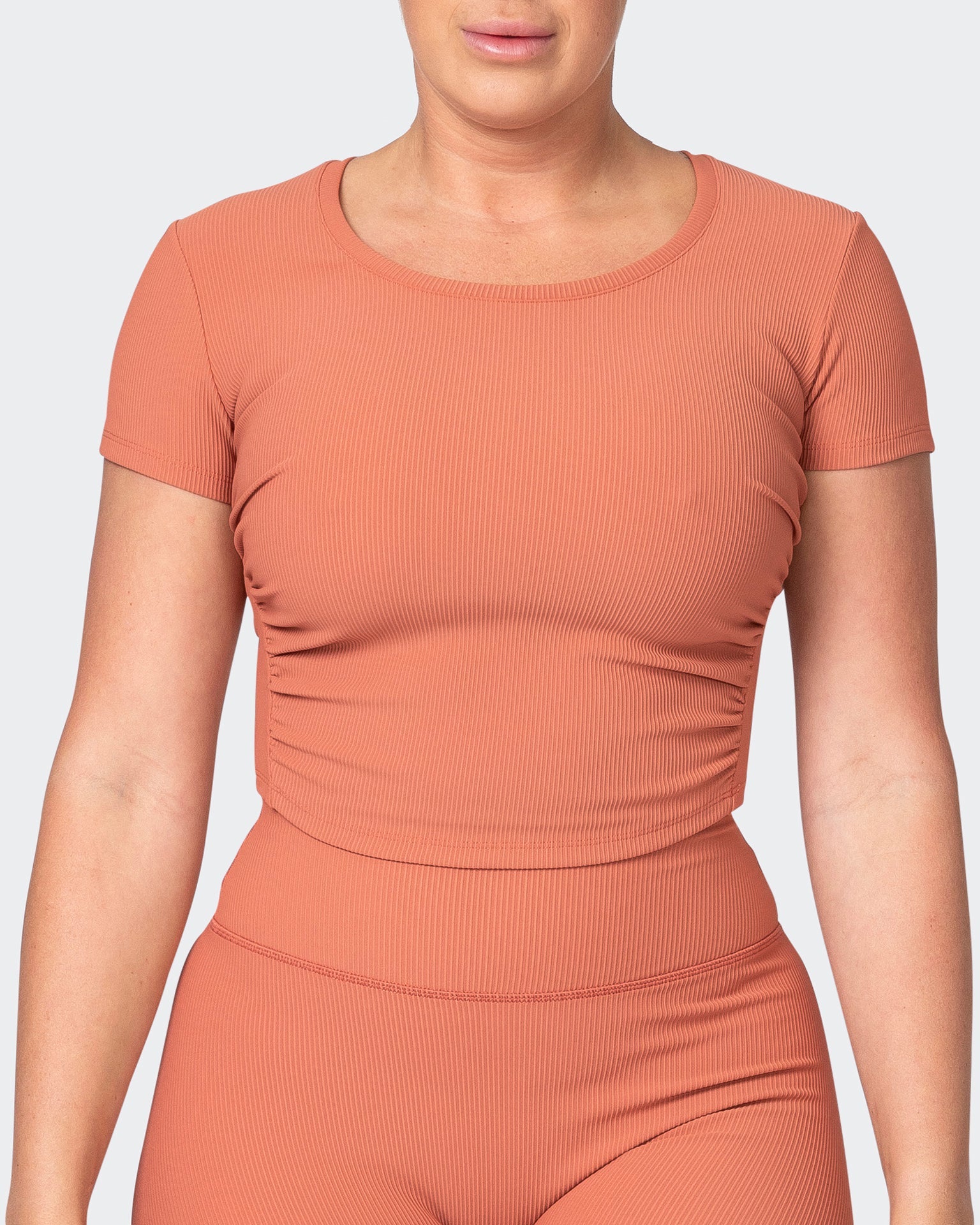 musclenation T-Shirts Rival Cropped Rib Top - Burnt Sienna
