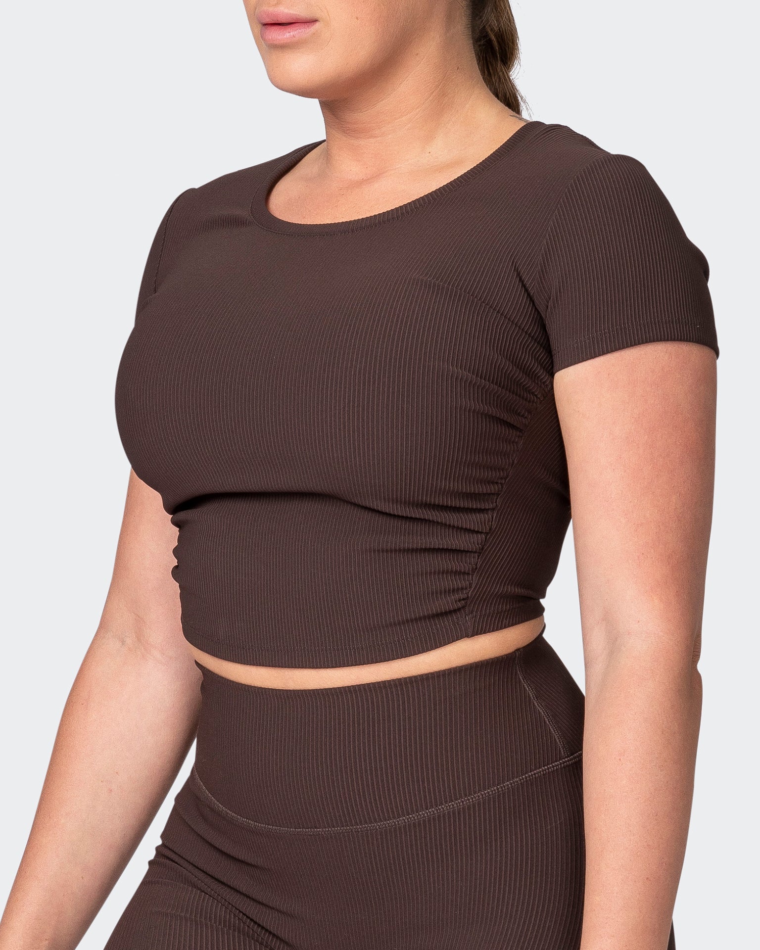 musclenation T-Shirts Rival Cropped Rib Top - Cocoa