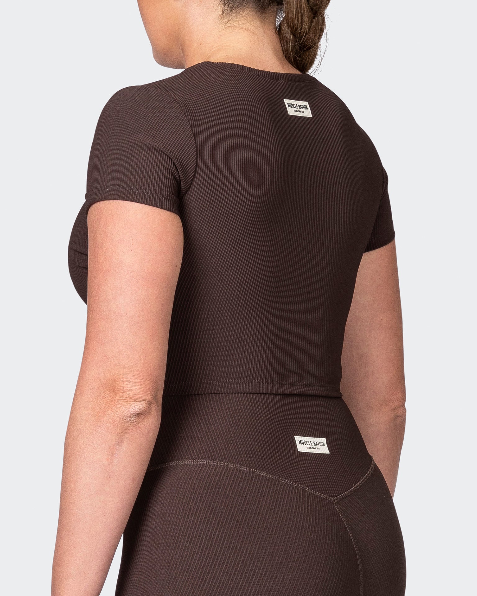musclenation T-Shirts Rival Cropped Rib Top - Cocoa