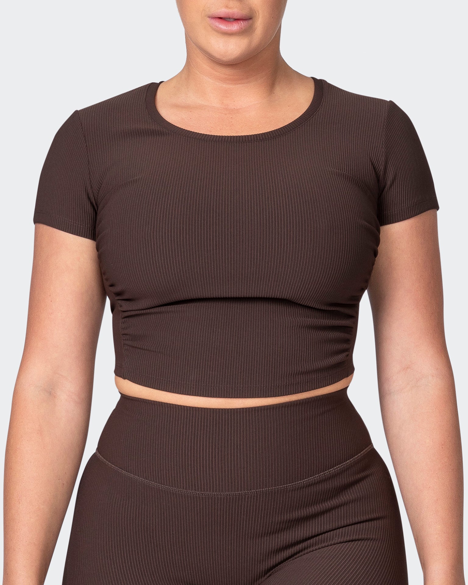 musclenation T-Shirts Rival Cropped Rib Top - Cocoa