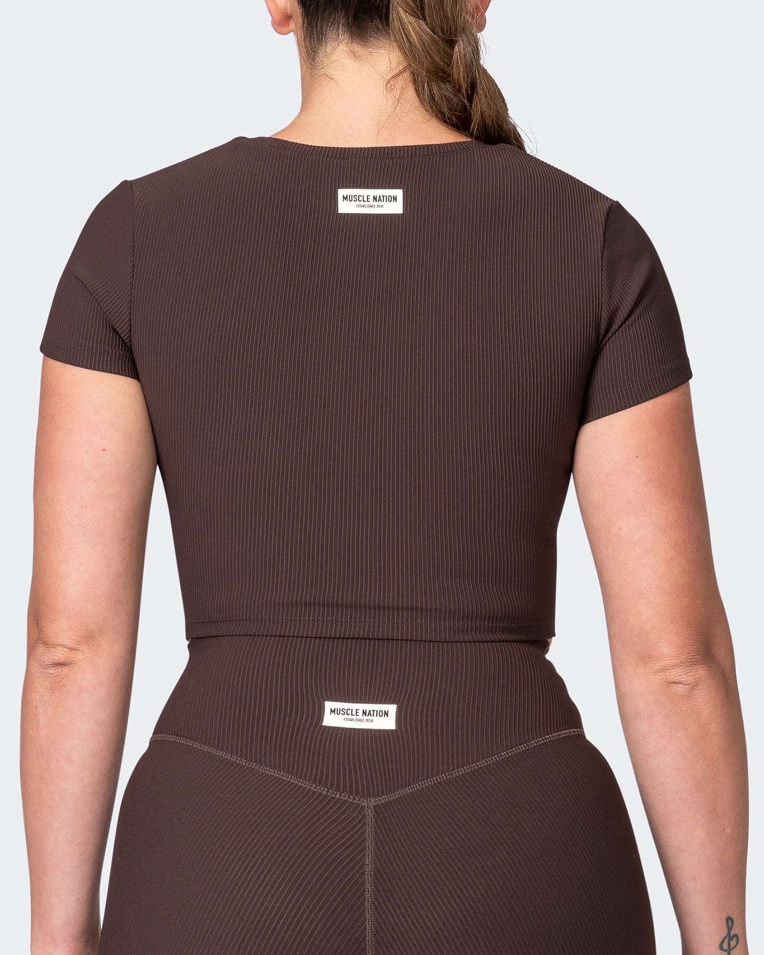 musclenation T-Shirts Rival Cropped Rib Top - Cocoa