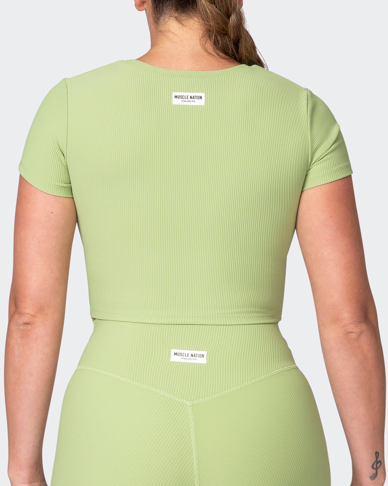 musclenation T-Shirts Rival Cropped Rib Top - Matcha