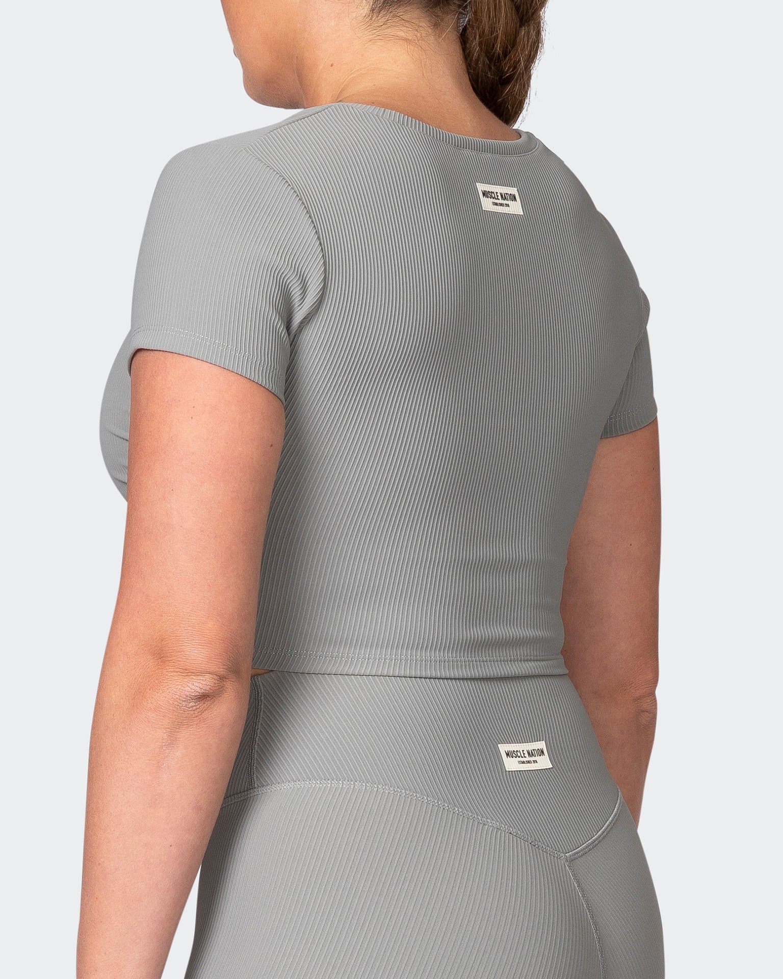 musclenation T-Shirts Rival Cropped Rib Top - Zinc