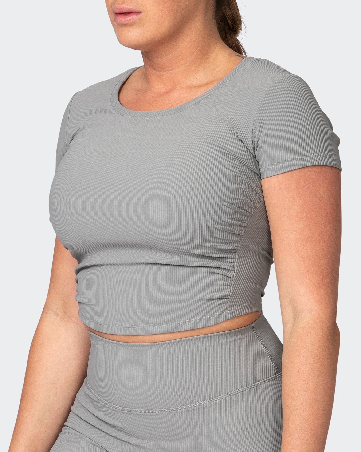musclenation T-Shirts Rival Cropped Rib Top - Zinc