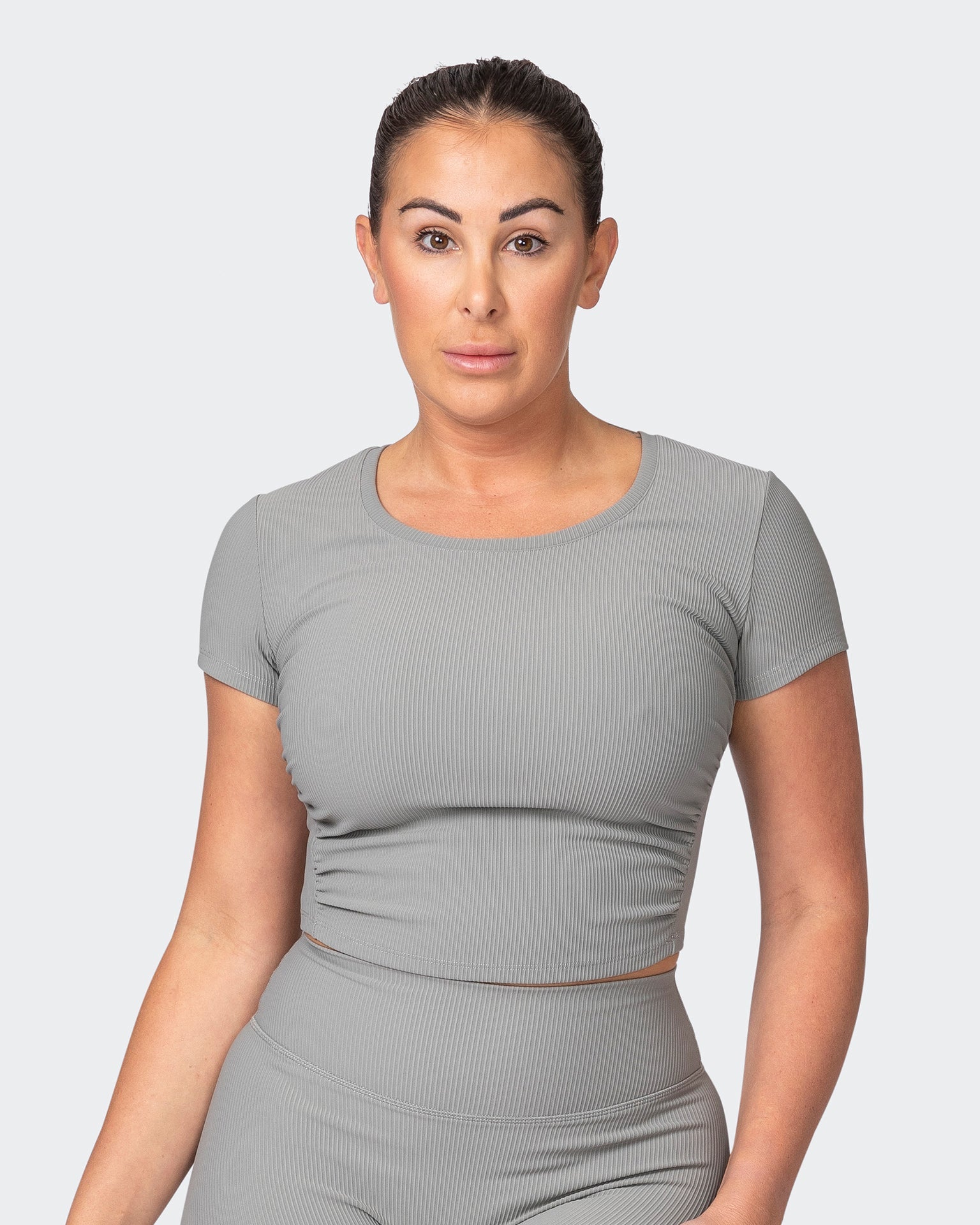 musclenation T-Shirts Rival Cropped Rib Top - Zinc