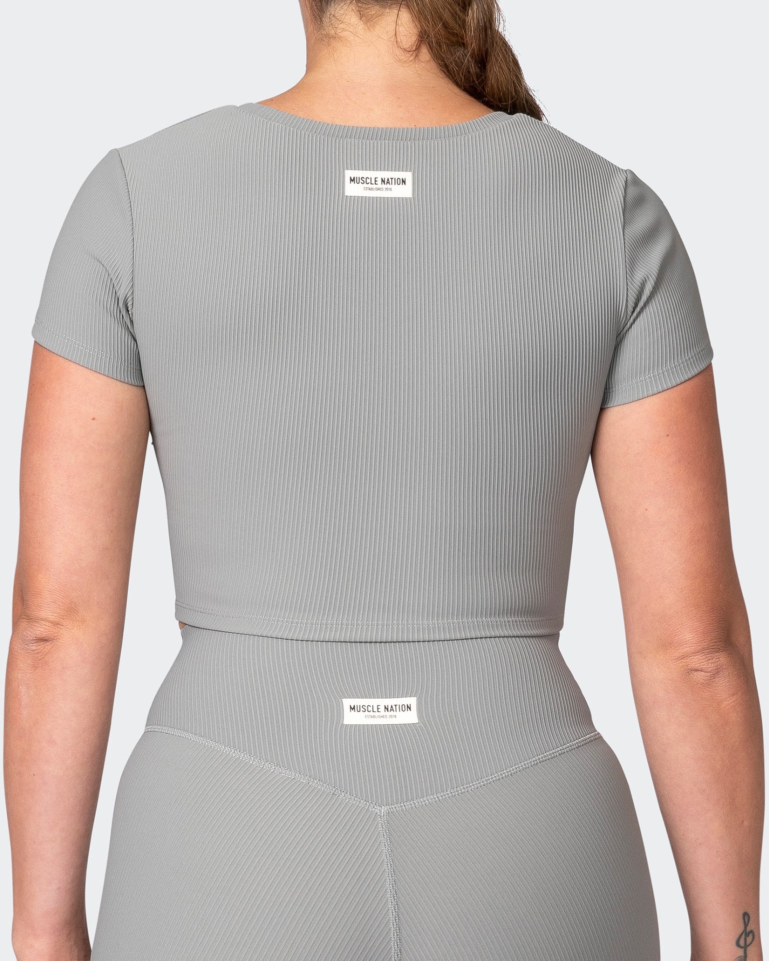 musclenation T-Shirts Rival Cropped Rib Top - Zinc