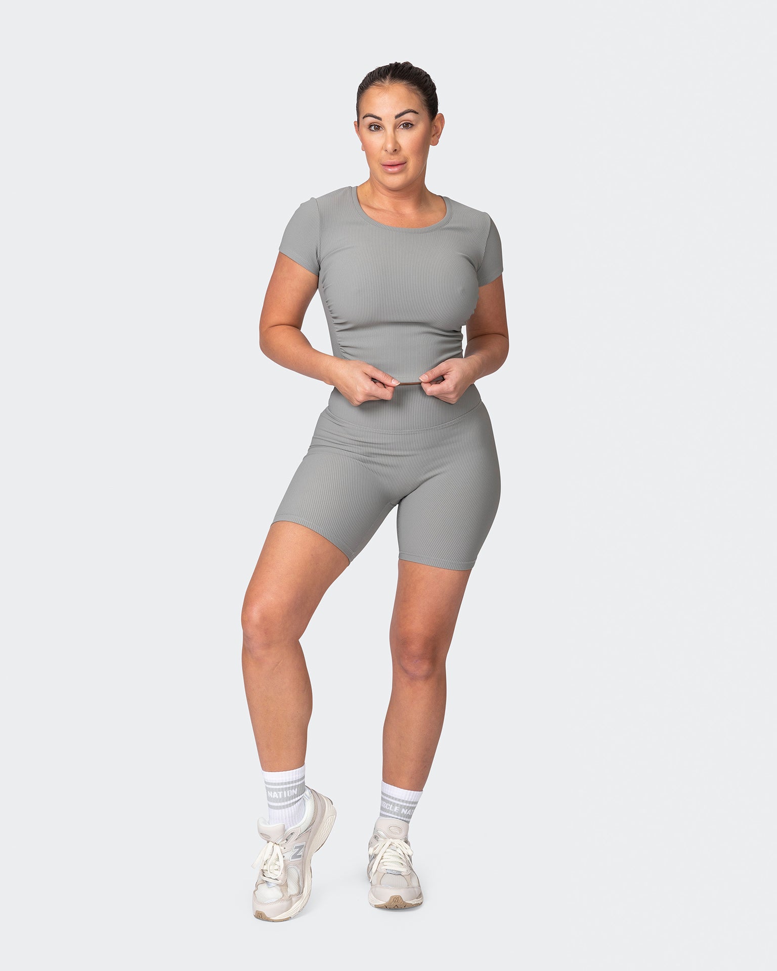 musclenation T-Shirts Rival Cropped Rib Top - Zinc