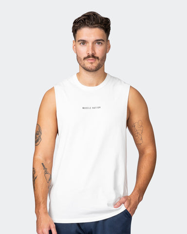 musclenation Tank Tops Ease Drop Arm Heavy Vintage Tank - Washed Vanilla